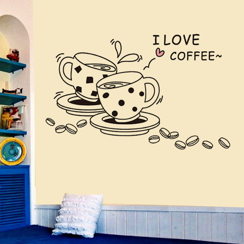 Decal dán tường I Love Coffee (cà phê)